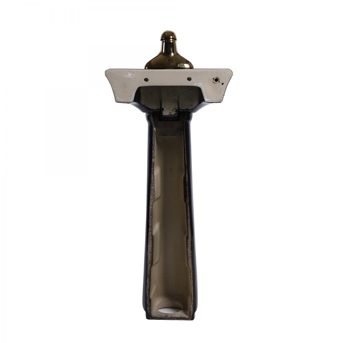 Renovators Supply Black Bathroom Pedestal Sink 4" Centers with Overflow