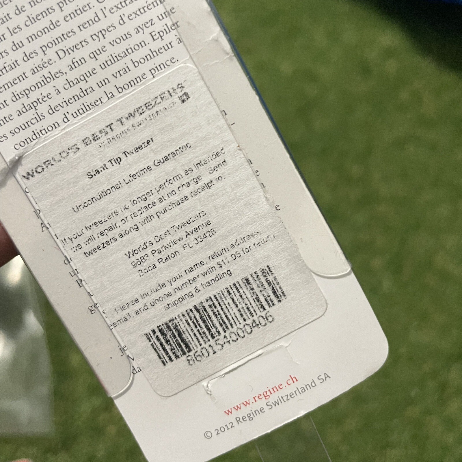 Regine Slant Tweezer Handmade in Switzerland Stainless Steel Etched Tip