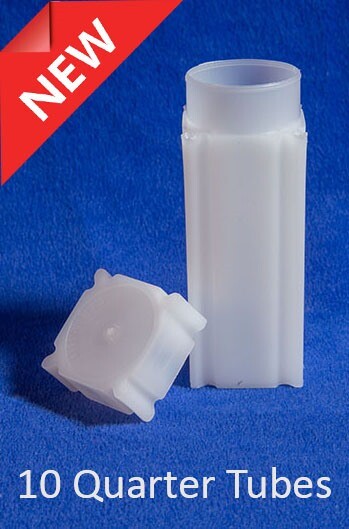 10 Square Coin Safe Tubes For US Quarters 25.5mm New High Quality Lot Free S&h