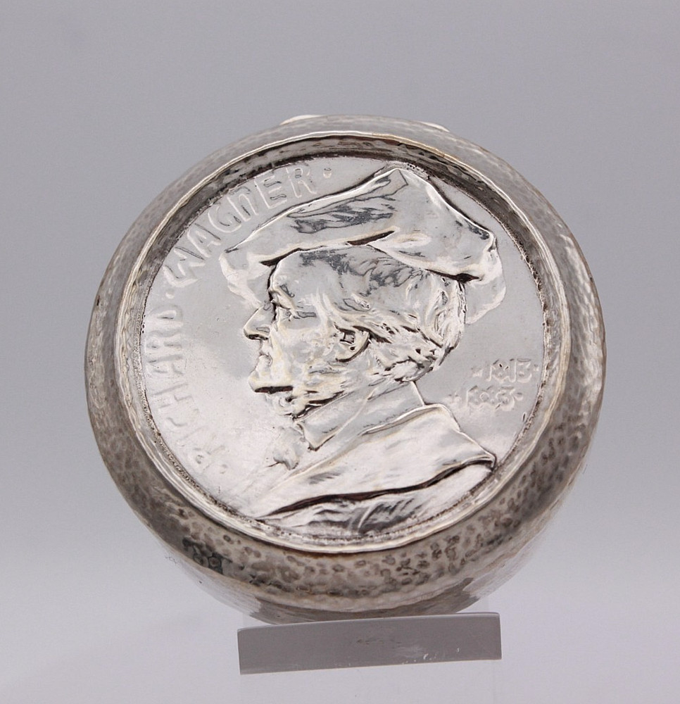 Richard Wagner Composer Commemorative German 800 Silver Box, 5 cm diameter