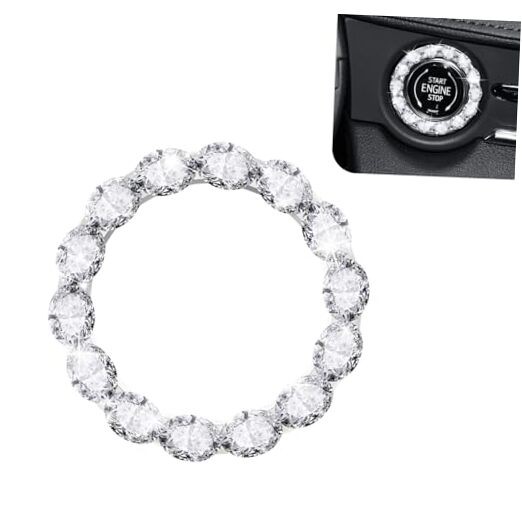 Car Bling Push Start Button Cover, Crystal Rhinestone Engine Start Stop Ring