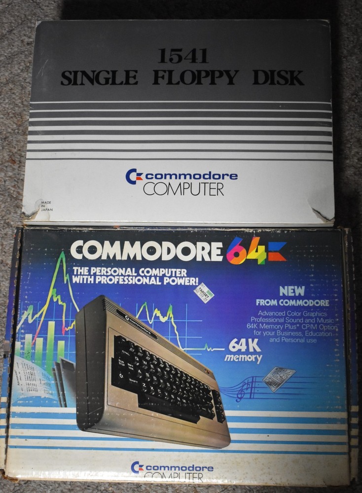 Commodore 64 Computer and Commodore  1541 Single Floppy Disk Set, In Box, As Is