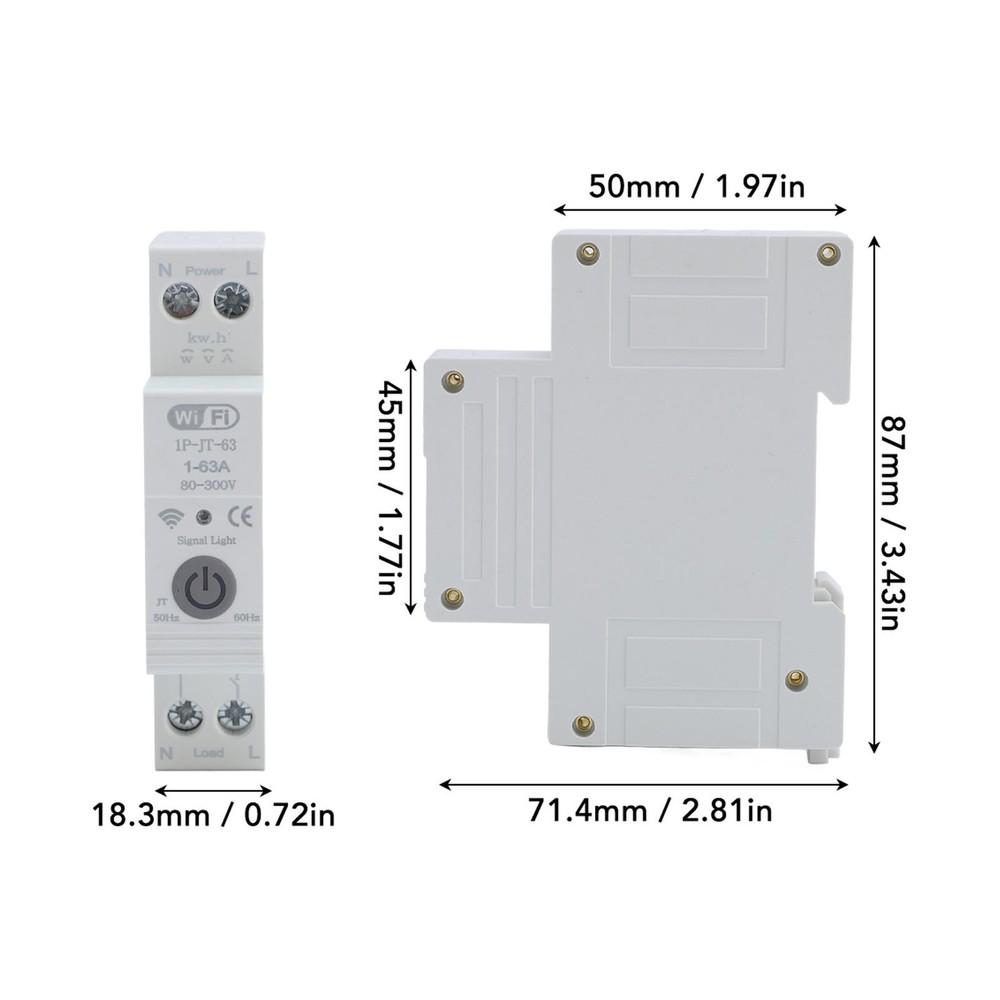 Smart WiFi Circuit Breaker Wireless Remote Control Enegy Meter Switch Protector