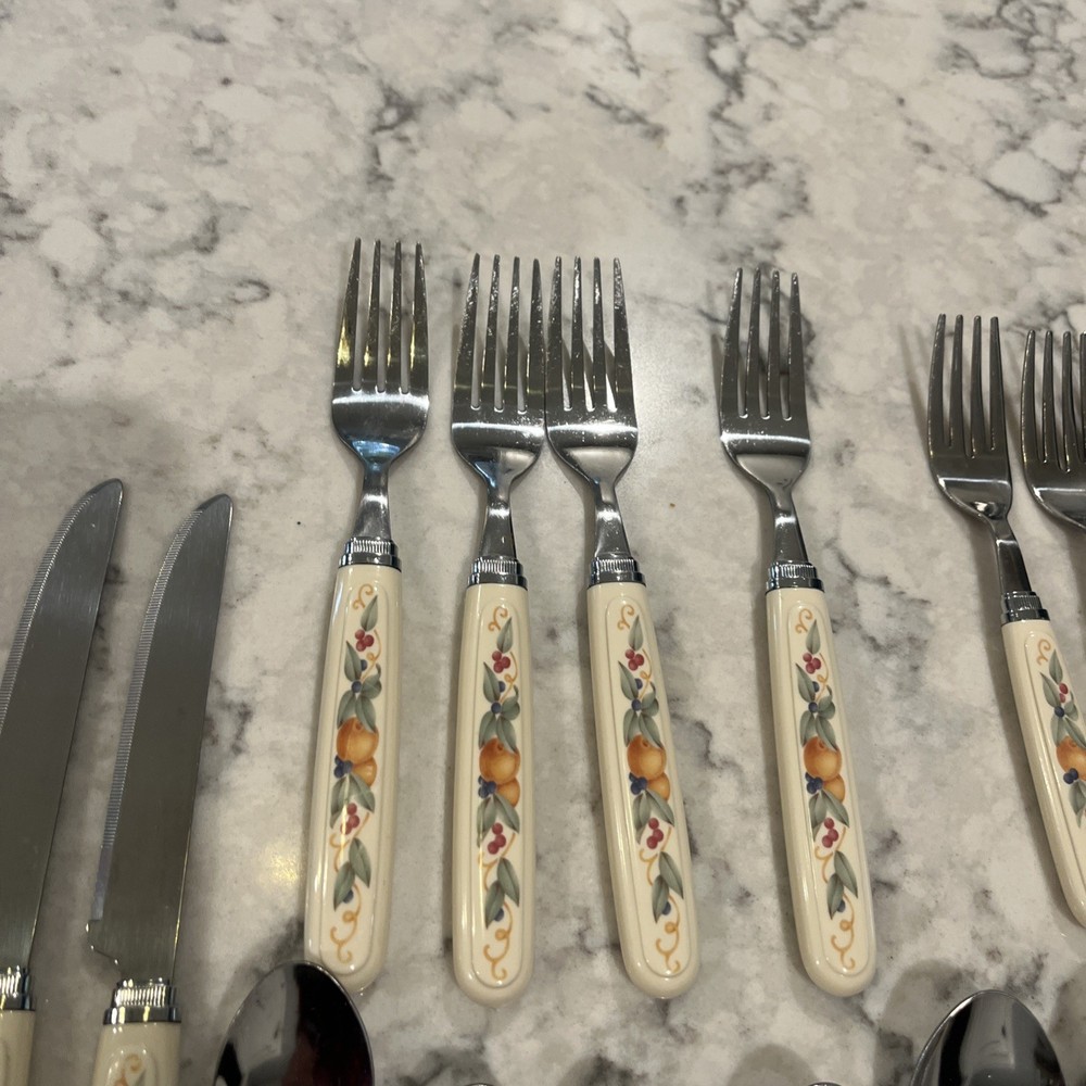 20 Piece CORELLE Pattern ABUNDANCE Fruit FLATWARE Silverware KNIFE Spoon FORK
