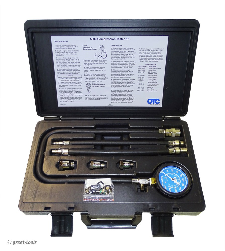 ENGINE COMPRESSION TESTER – OTC Tools – gasoline engines – gauge – adapters