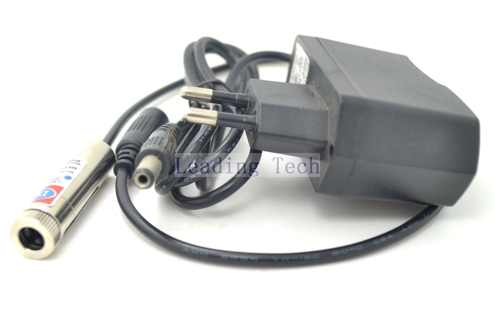 405nm Violet Blue Laser Module Dot Diode Focusable 100mW with AC EU Adapter