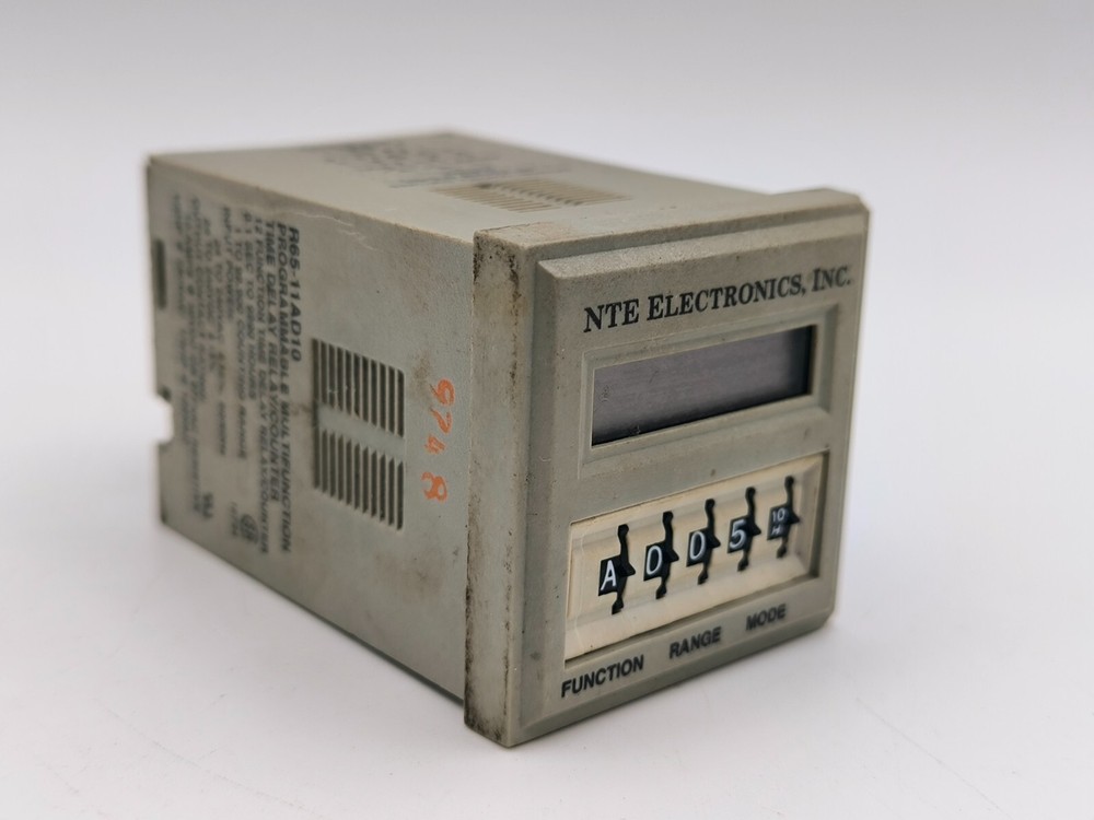 NTE Electronics R65-11AD10 Time Delay Relay Counter 10A 24-240VAC 12-Function