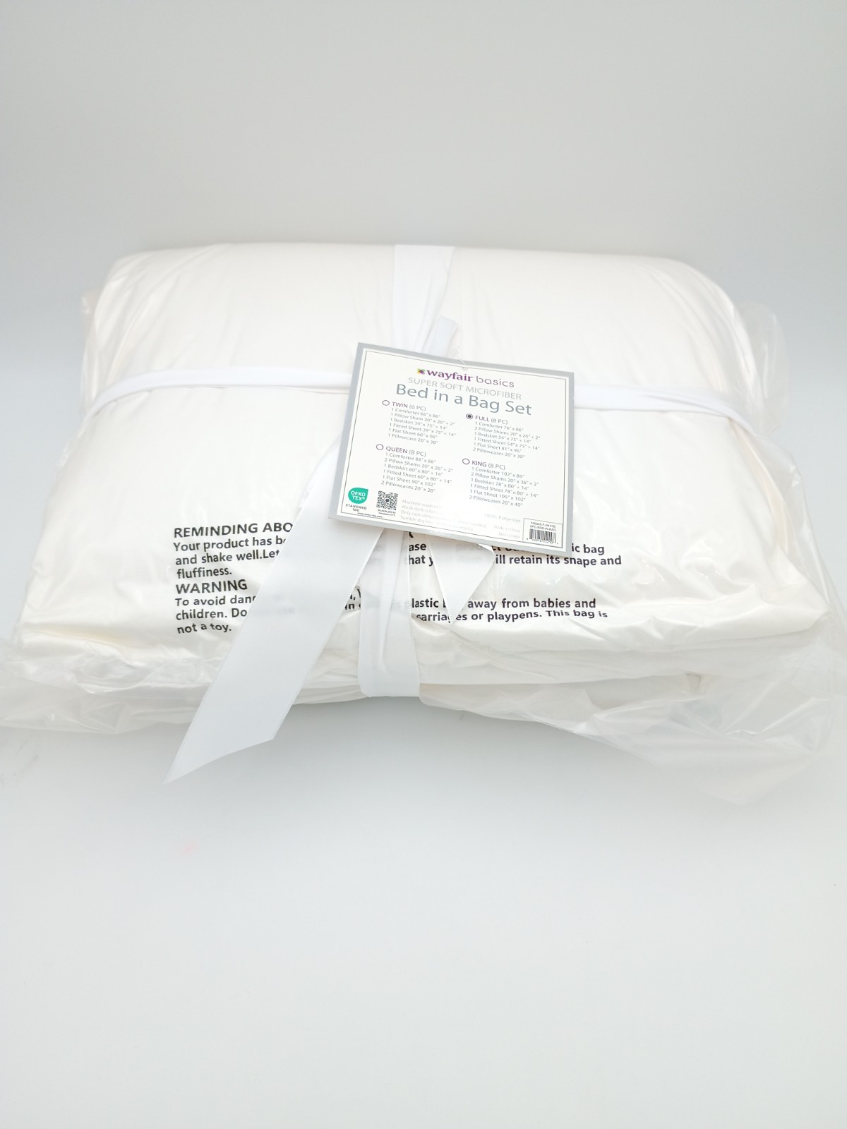 Wayfair Basics 8pc Full Super Soft Microfiber Bed in a Bag Set - Brand New-White