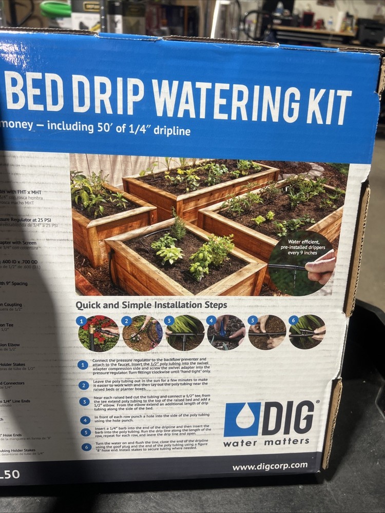 DIG ML50 Raised Bed Drip Watering Kit Complete One Box Irrigation Kit