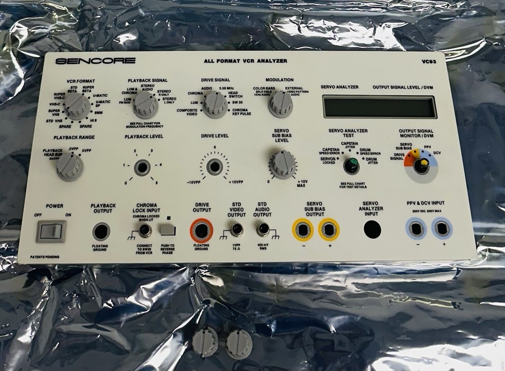 Sencore VC93 All Format VCR Analyzer Front Display