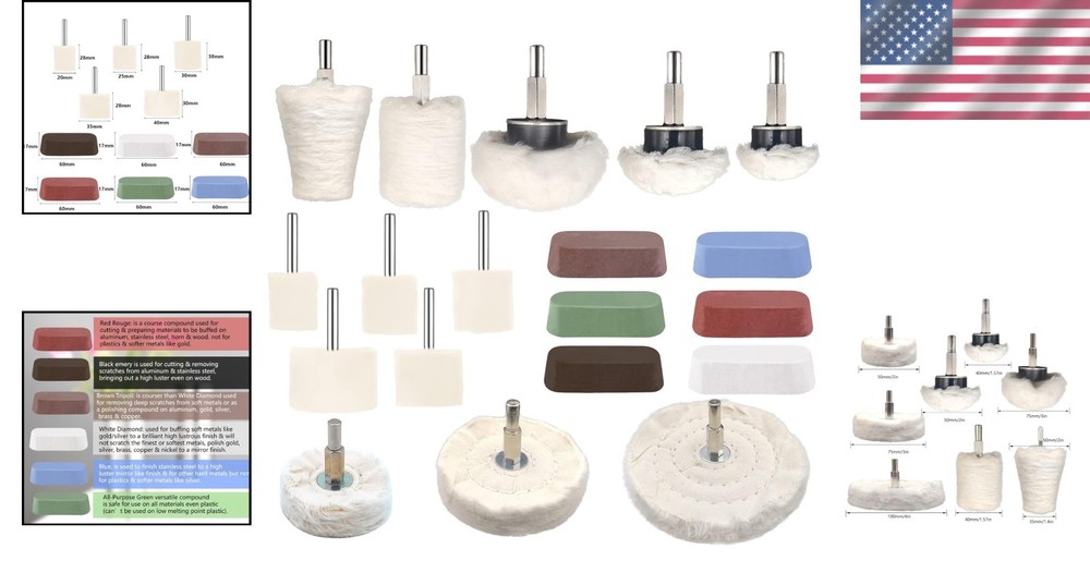 19 Pc Buffing Wheel Drill Kit with Polishing Compound