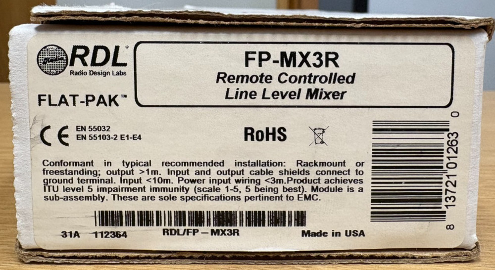 RDL FP-MX3R Remote Controlled Line-Level Mixer