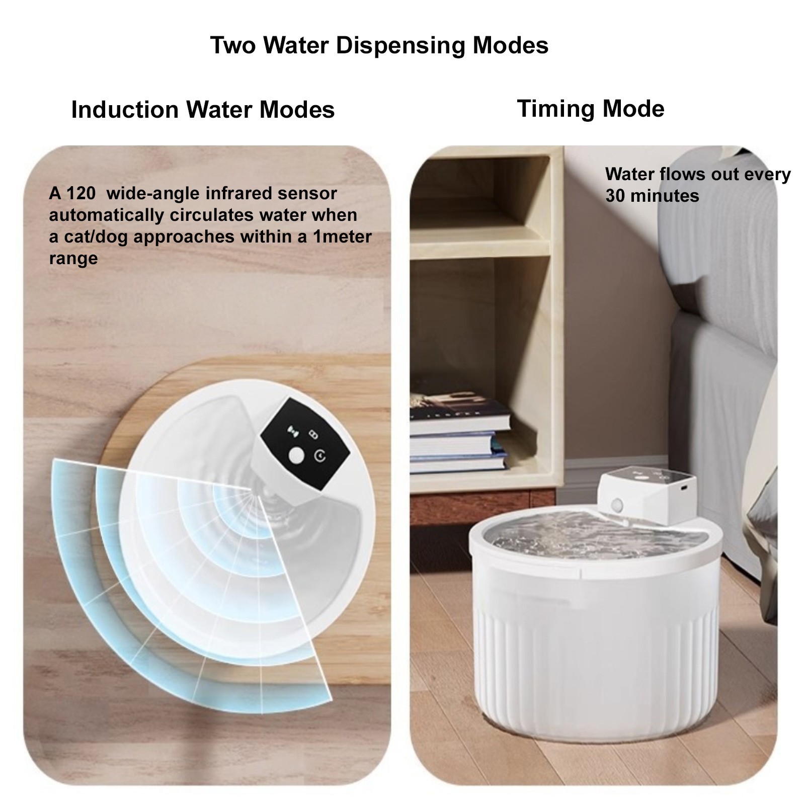 Wireless Cat Water Fountain Cordless Battery Operated Motion Senor Fountain 3.1L