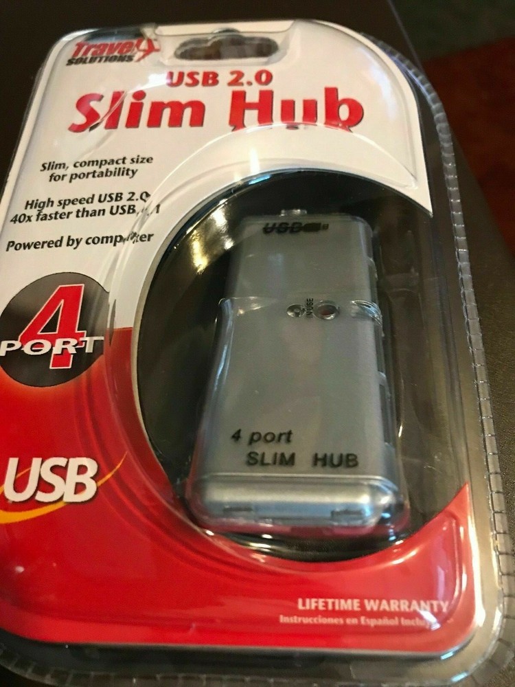 Travel Solutions - USB 2.0 Slim Hub - 4 Port - Powered by Computer -