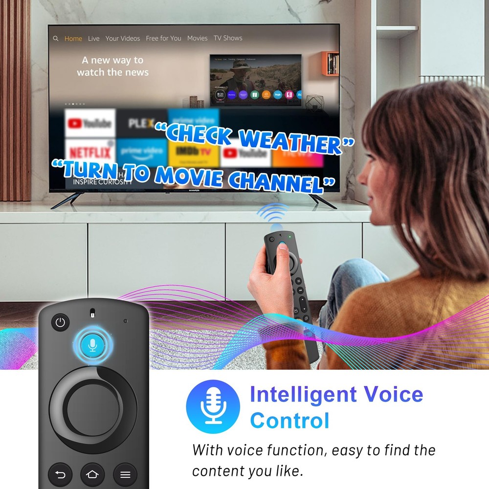 Replacement Voice Remote Control for All-Insignia-FireSeries & TV Dark