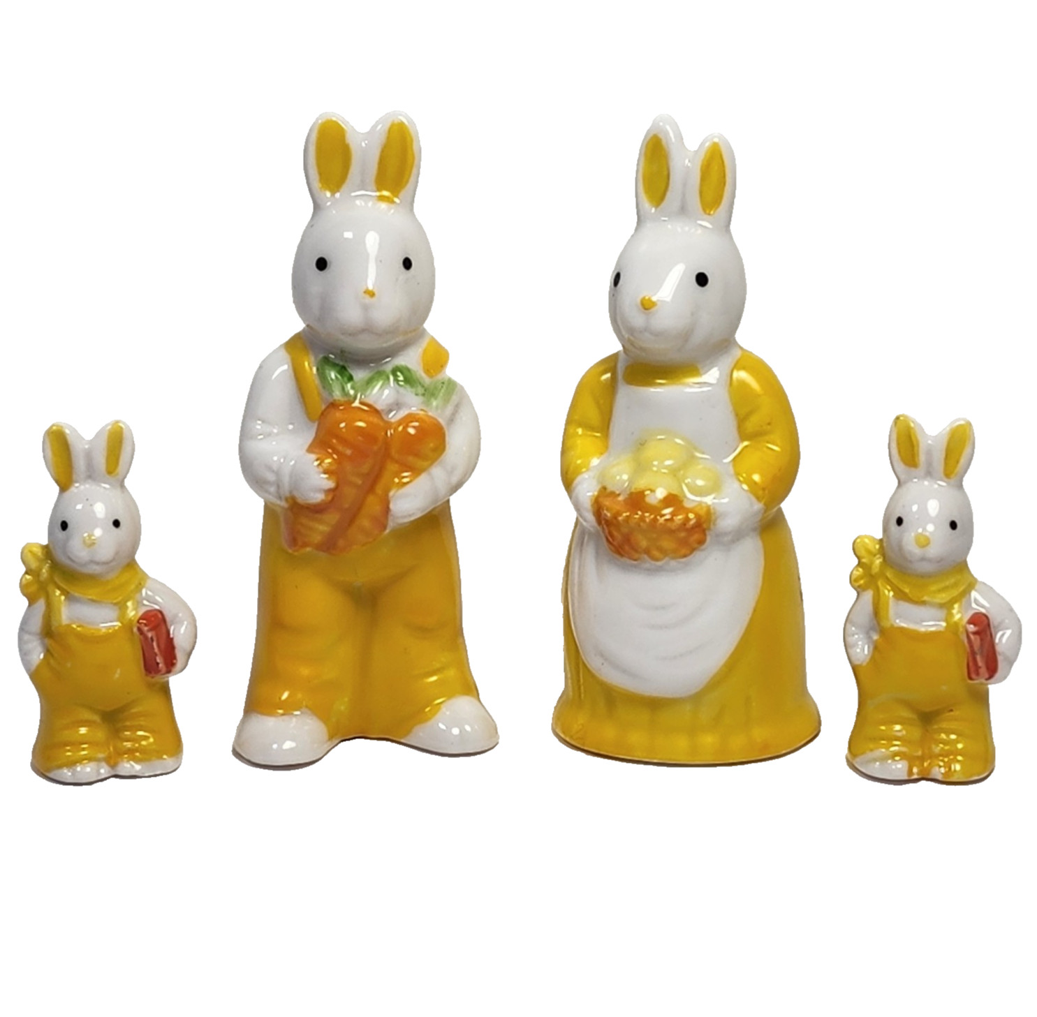 Vintage Torslow Denmark Easter Rabbit Family Ceramic Bunny Figurines Set of 4