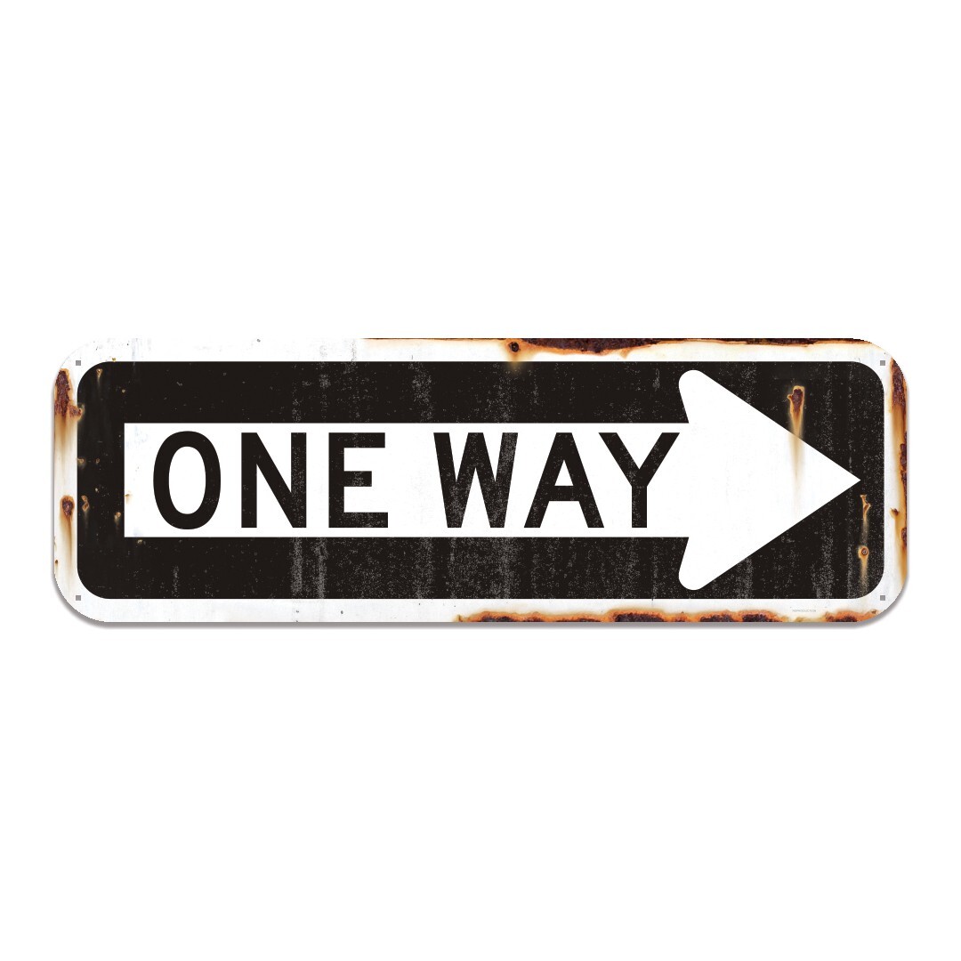 Reproduction ONE WAY Distressed Metal Street Sign Old Classic, Wall Decor 24”x8”