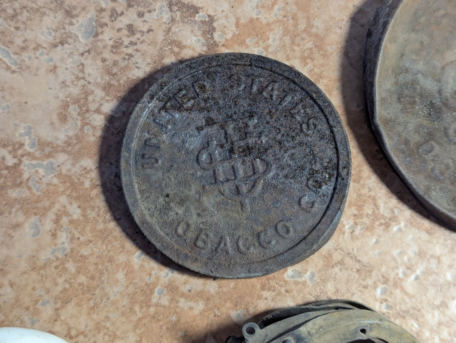 Dug Relics Vintage Iron Axle Grease Tin Door Knob Barrel Spigot Brass Ruler