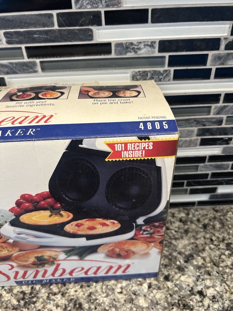 Vintage Sunbeam Pie Maker Model 4805 Two Pie Mini New Open Box White MCM