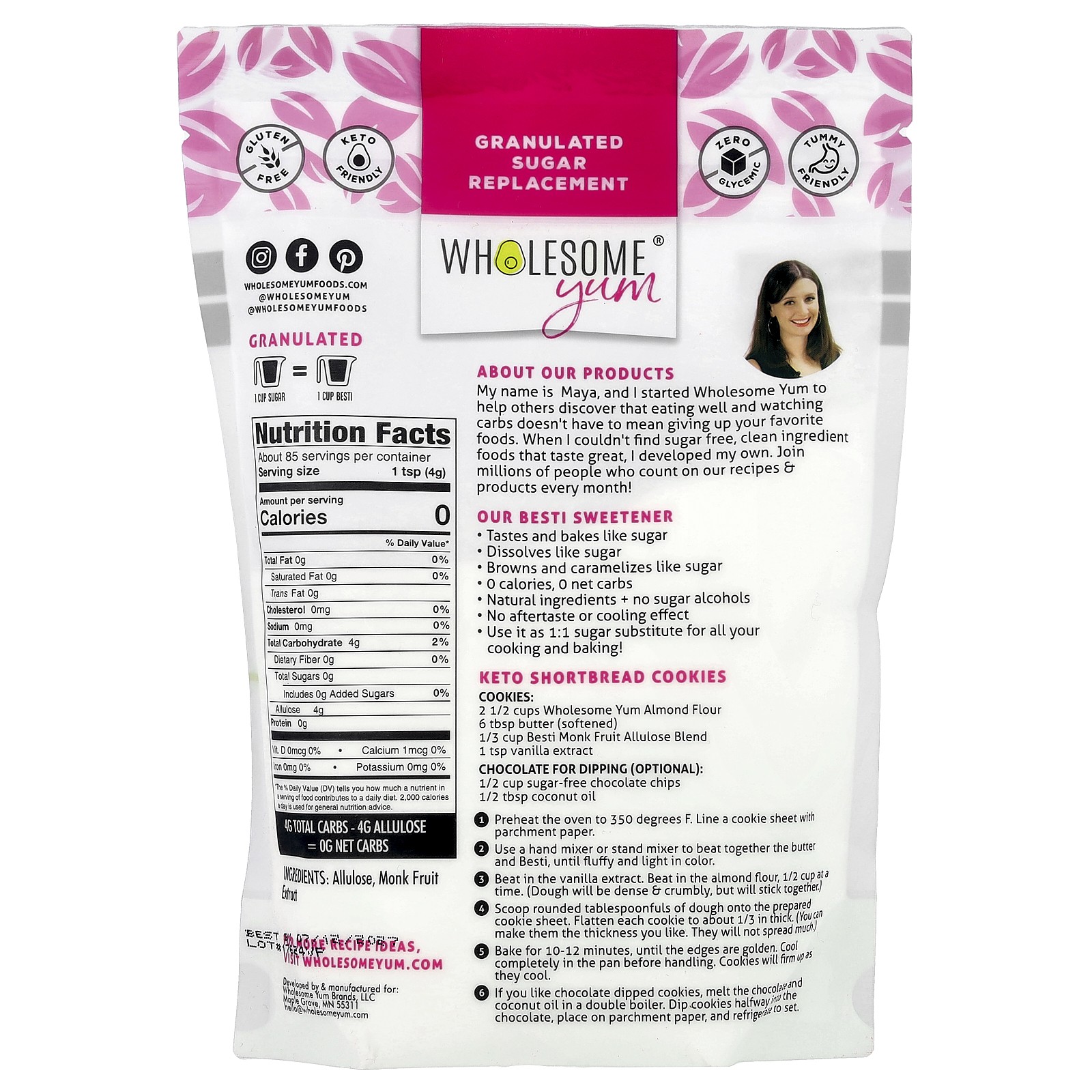 Besti, Granulated Sugar Replacement, Monk Fruit Allulose Blend, 12 oz (340 g)