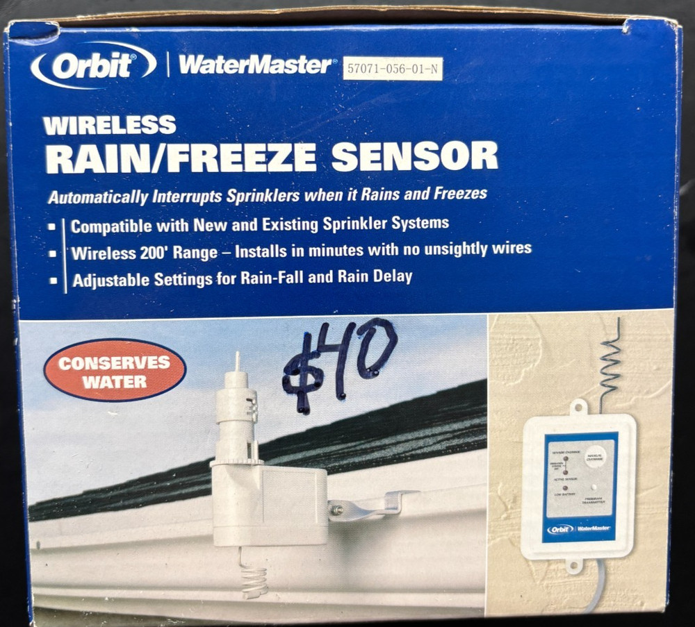 Orbit Wireless Rain/Freeze Sensor (Model 57071 Range, Automatic, New Open Box.