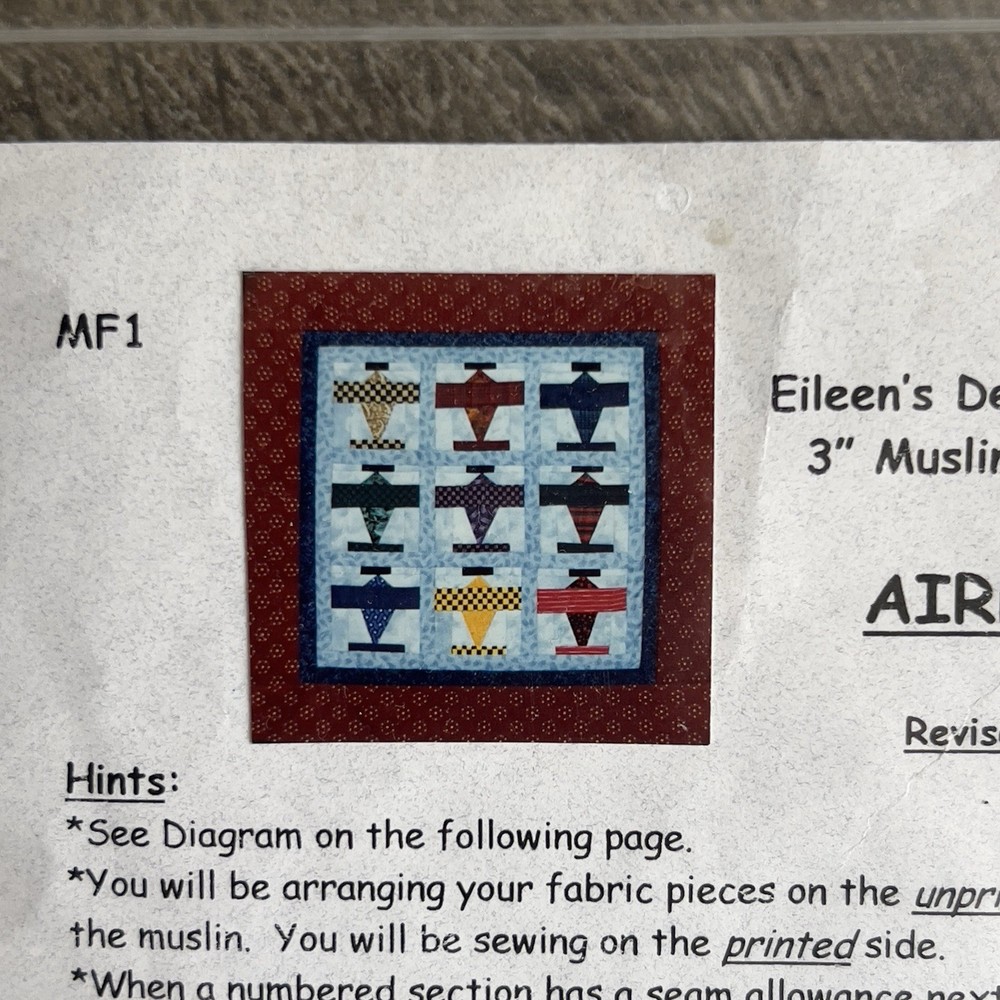 Vintage Airplane Pattern MF1 - Eileen’s Design Studio’s Muslin Foundations