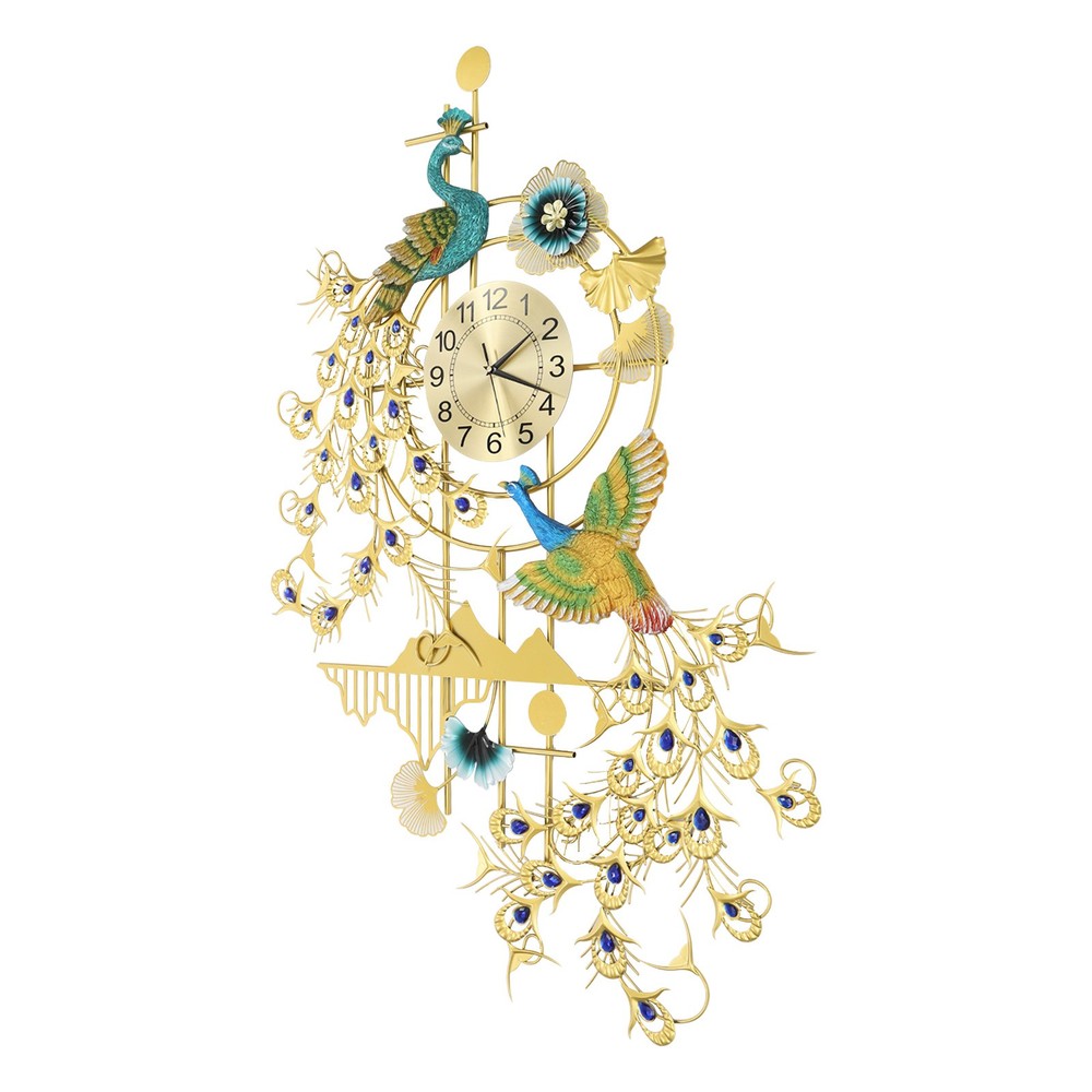 Modern Peacock Wall Clock, Large Art Wall Clock, Peacock Wall-mounted Clock
