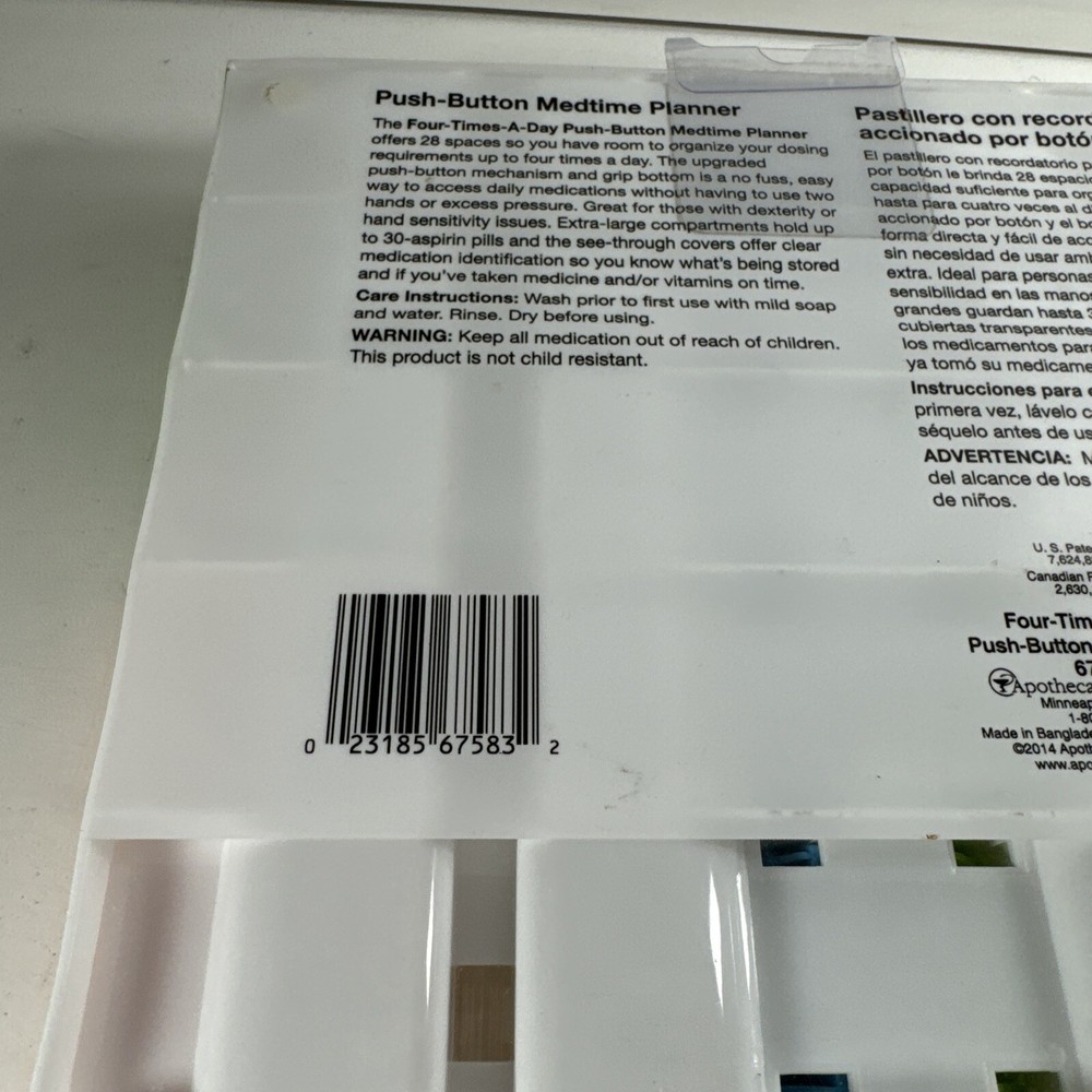 NEW SEALED EZY DOSE Weekly 4x Day MEDTIME PILL PLANNER with Push Buttons