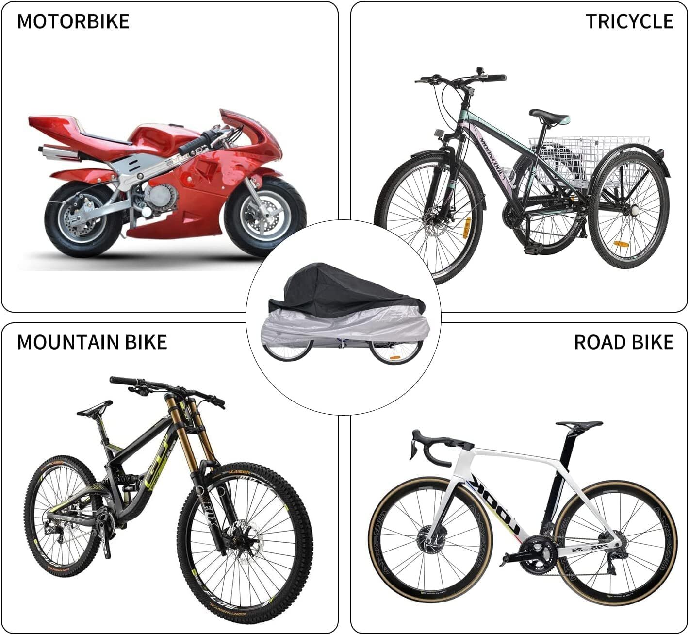 MOONCOOL Adult Tricycle Cover Trike Bike Cover Outdoor Storage Waterproof Dust