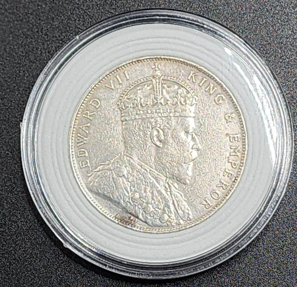 1908 Straits Settlements 1 Dollar Silver Coin - KM# 26 - VF - # 30009