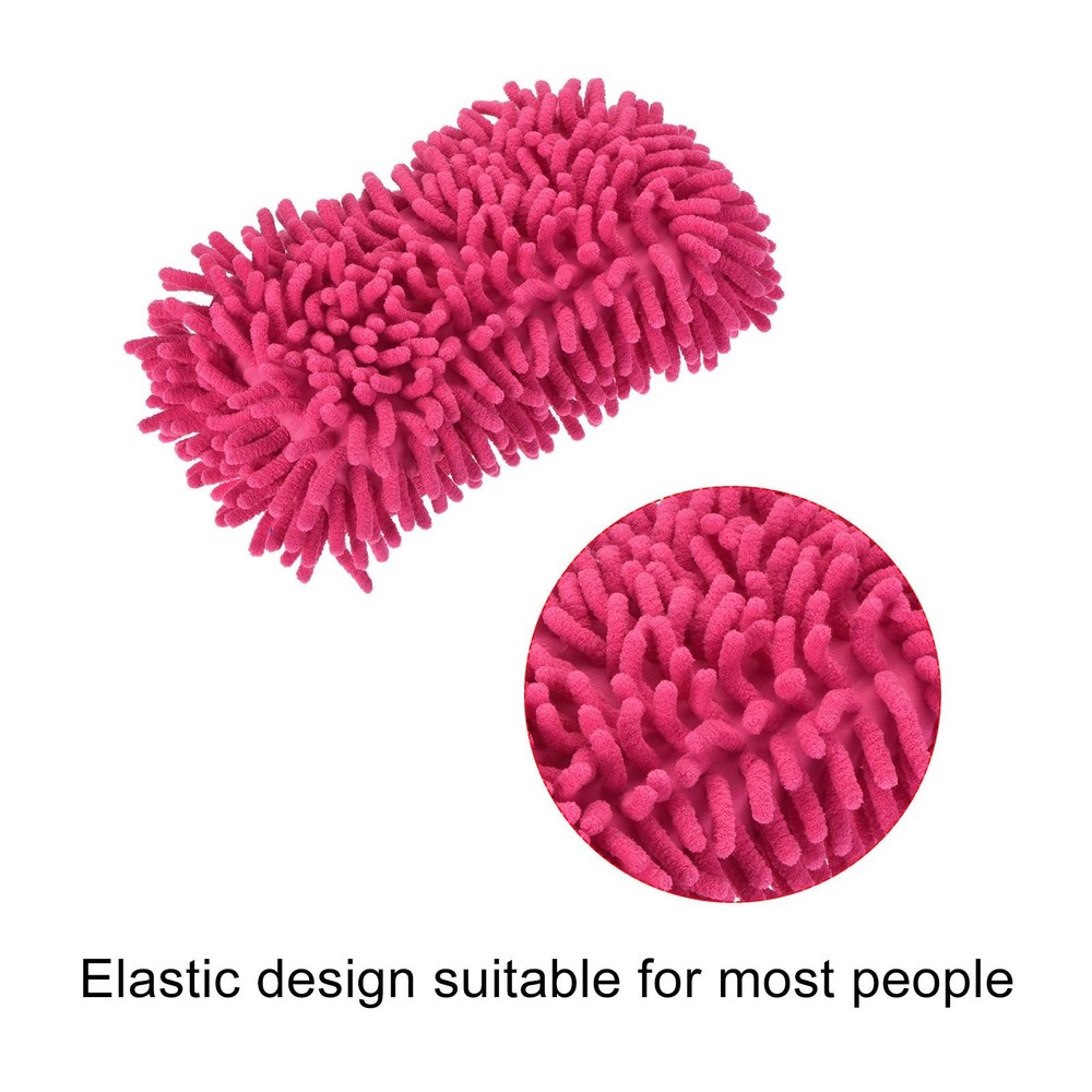 Microfiber Wash Gloves Chenille Cleaning Sponge Mitten Duster Pink