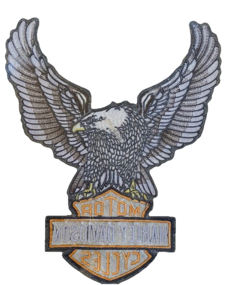 Harley-Davidson Eagle Bar&Shield Embroidered Iron On Sew On Patch 11x13”