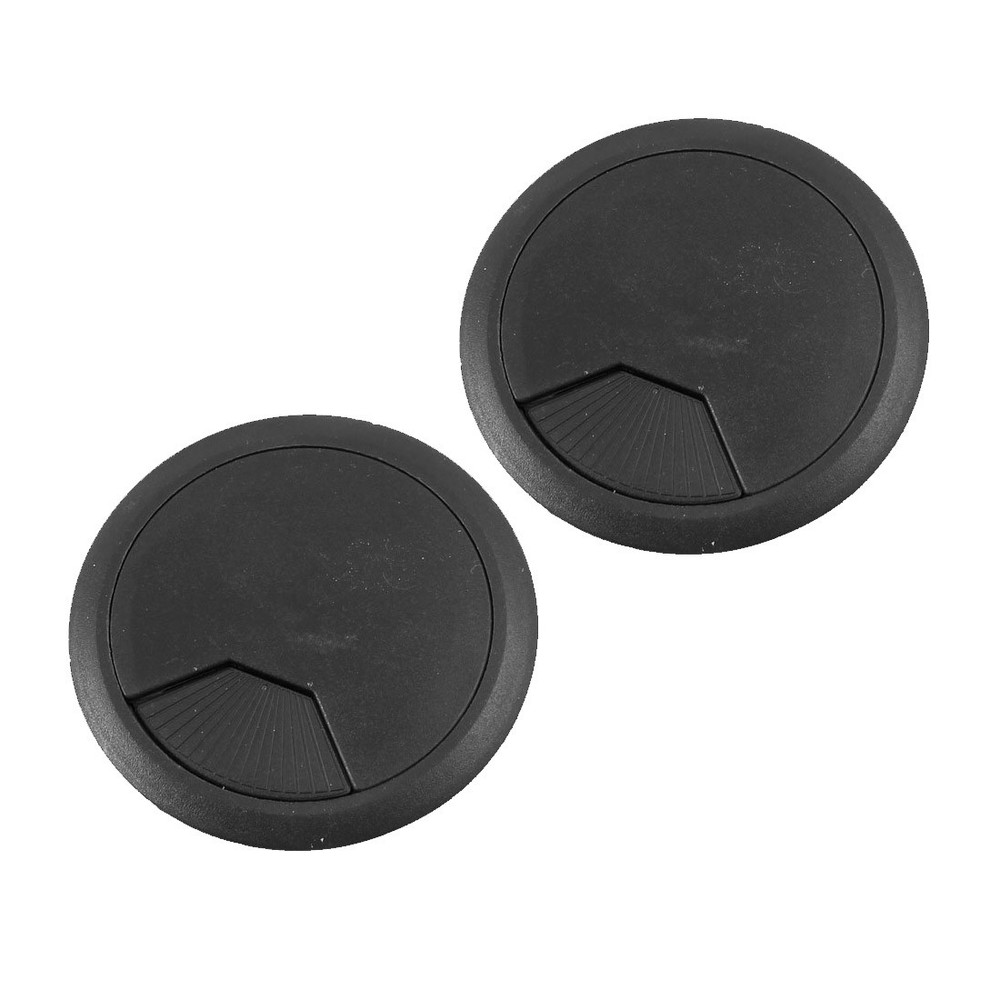 3 Pieces Black Computer Table 80mm Dia Grommet Rotatable Cable Hole Covers