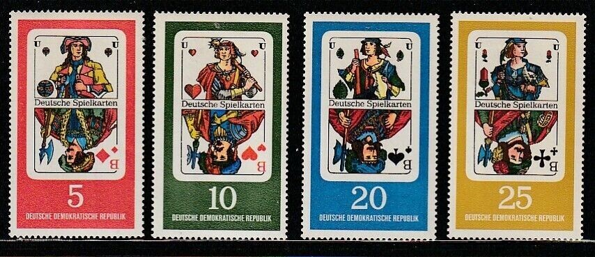 DDR, #941-44 Plying Cards, 1967 set 4v, MNH