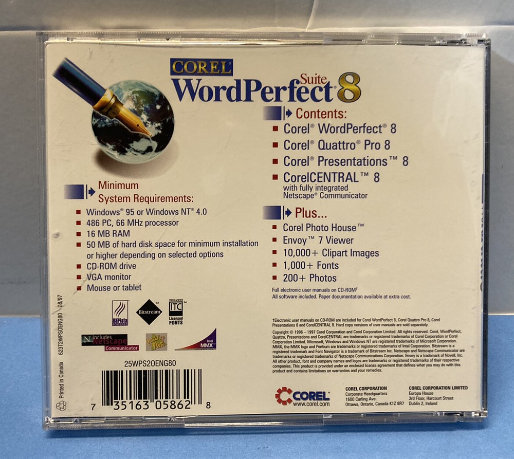 Corel WordPerfect Suite 8.0 Installation CD Only