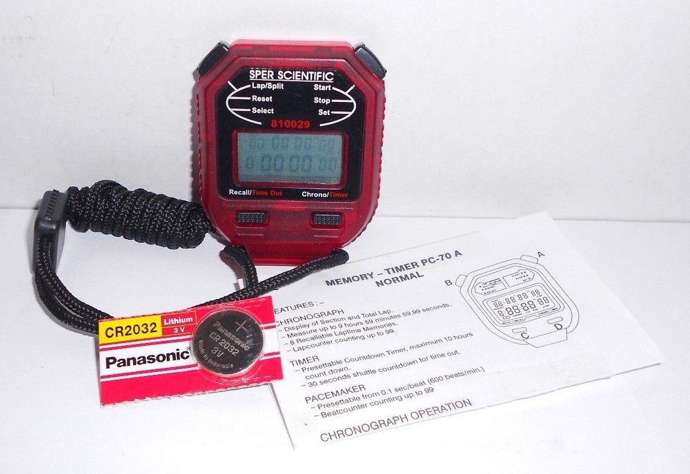Sper Scientific 8-Memory Count Up/Down Timer Stopwatch 810029R