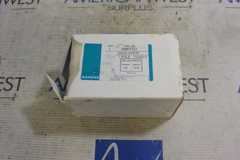 SMFFG1 Siemens 1P Toggle Manual Starter NEW