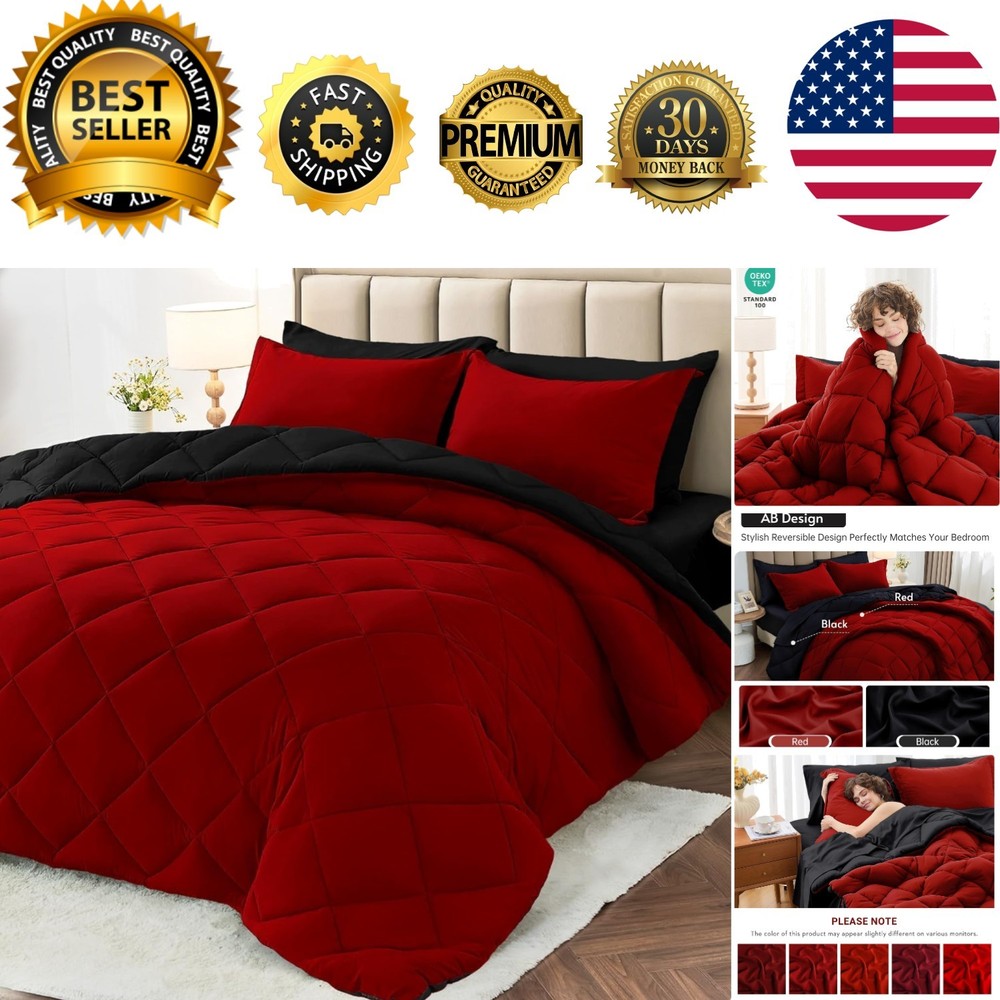 Luxurious 7-Piece Queen Comforter Set – Reversible Microfiber Bedding