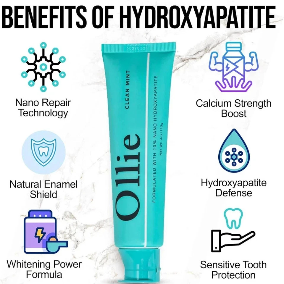 Clean Mint Nano Hydroxyapatite Toothpaste for Teeth Whitening, 10% Hydroxyapa