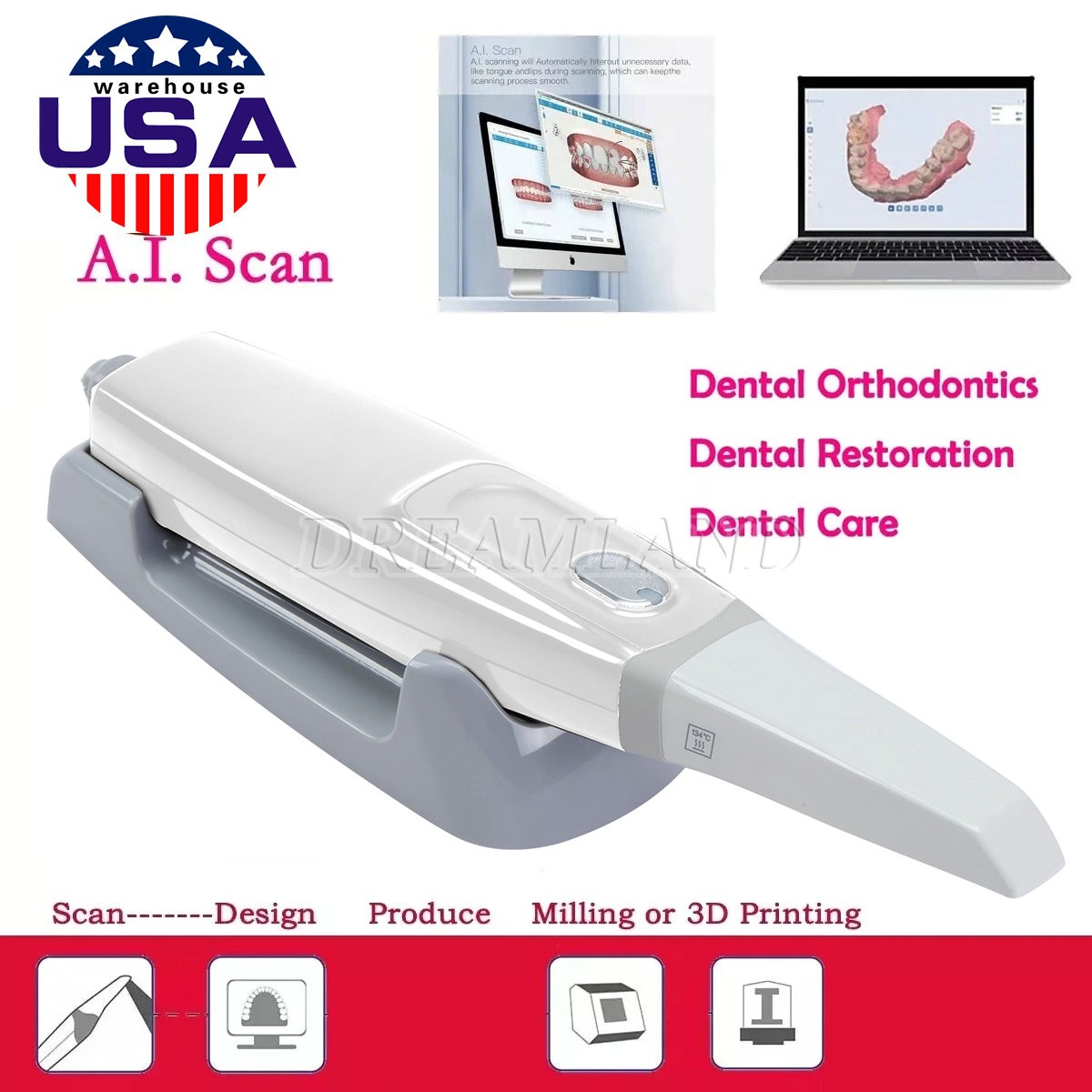 Intraoral Digital Dental 3D Scanner (2025) with software! 3D Real-time Display