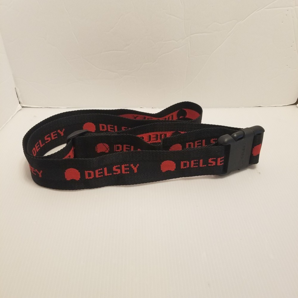 Delsey Luggage Strap Replacement Canvas Weaved Black Red Logo Adjustable