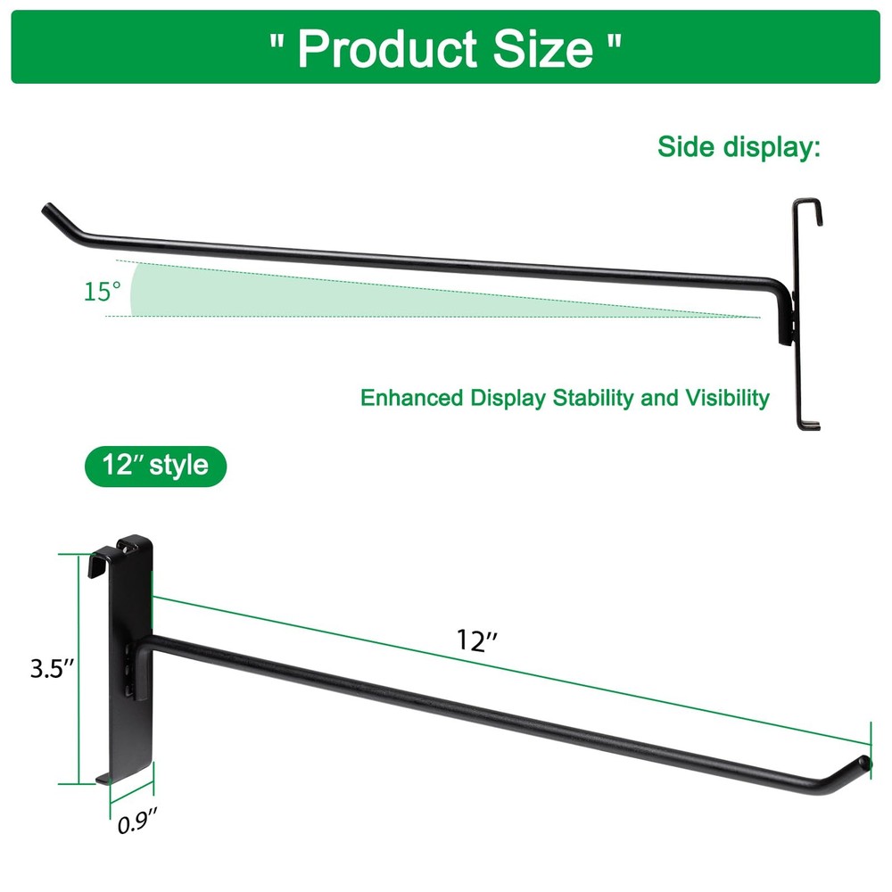 40 PCS 12 Inch Gridwall Hooks Grid Panel Hanging Display Retail Black