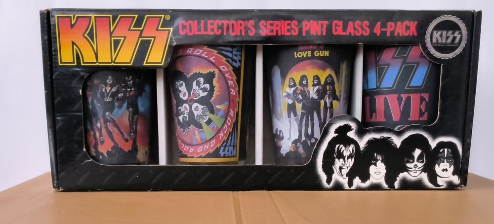 KISS Collector's Series Pint Glass Set 4-pack Rock band 16 oz. Glasses 2006