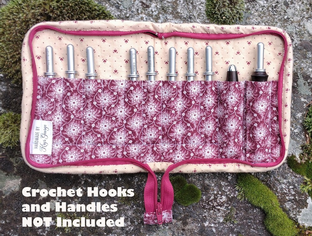 Handmade Quilted Interchangeable Crochet Hook Zippered Storage Case
