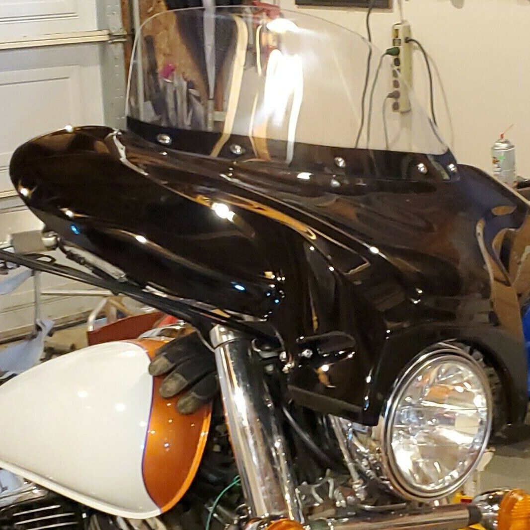 Universal Motorcycle Fairing Batwing Windshield w/Bracket For Harley Yamaha