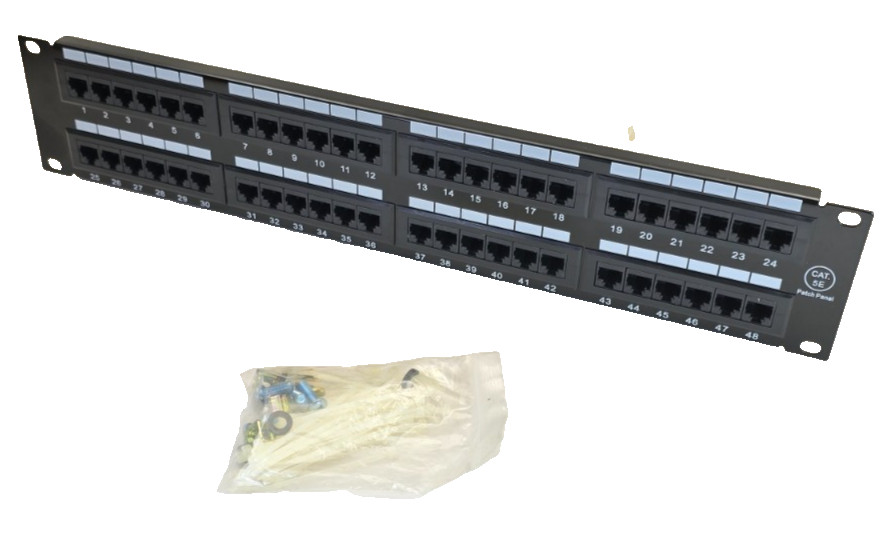 NEW 48-Port CAT5e Patch Panel RJ45 Rack Mount UL Listed w/ Mounting Hardware