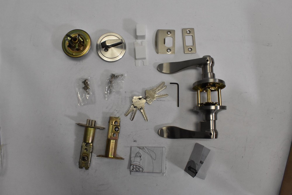 Front Entry Door Combo Handle Lock Set Wave Lever Single Deadbolt