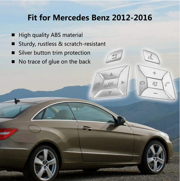 12X Steering Wheel Button Silver Trim For Mercedes Benz E C G Class W204 2012-16