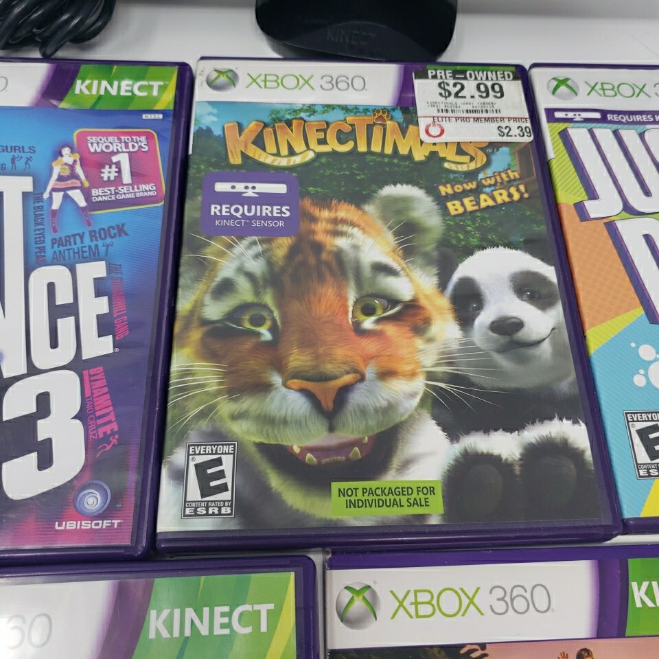 Xbox 360 Kinect Bundle - Sensor & 5 Games Cleaned and Polished Discs