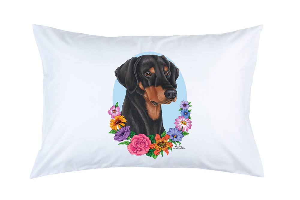 Doberman Black & Tan Uncropped Micro Fiber Pillowcase